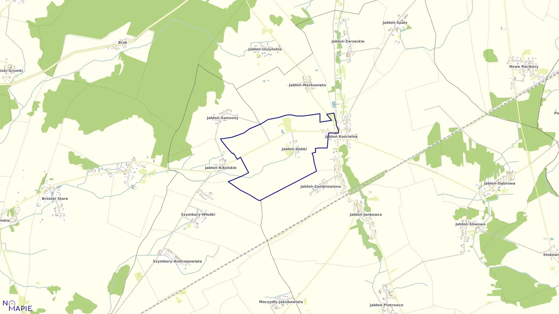 Mapa obrębu JABŁOŃ-DOBKI w gminie Nowe Piekuty