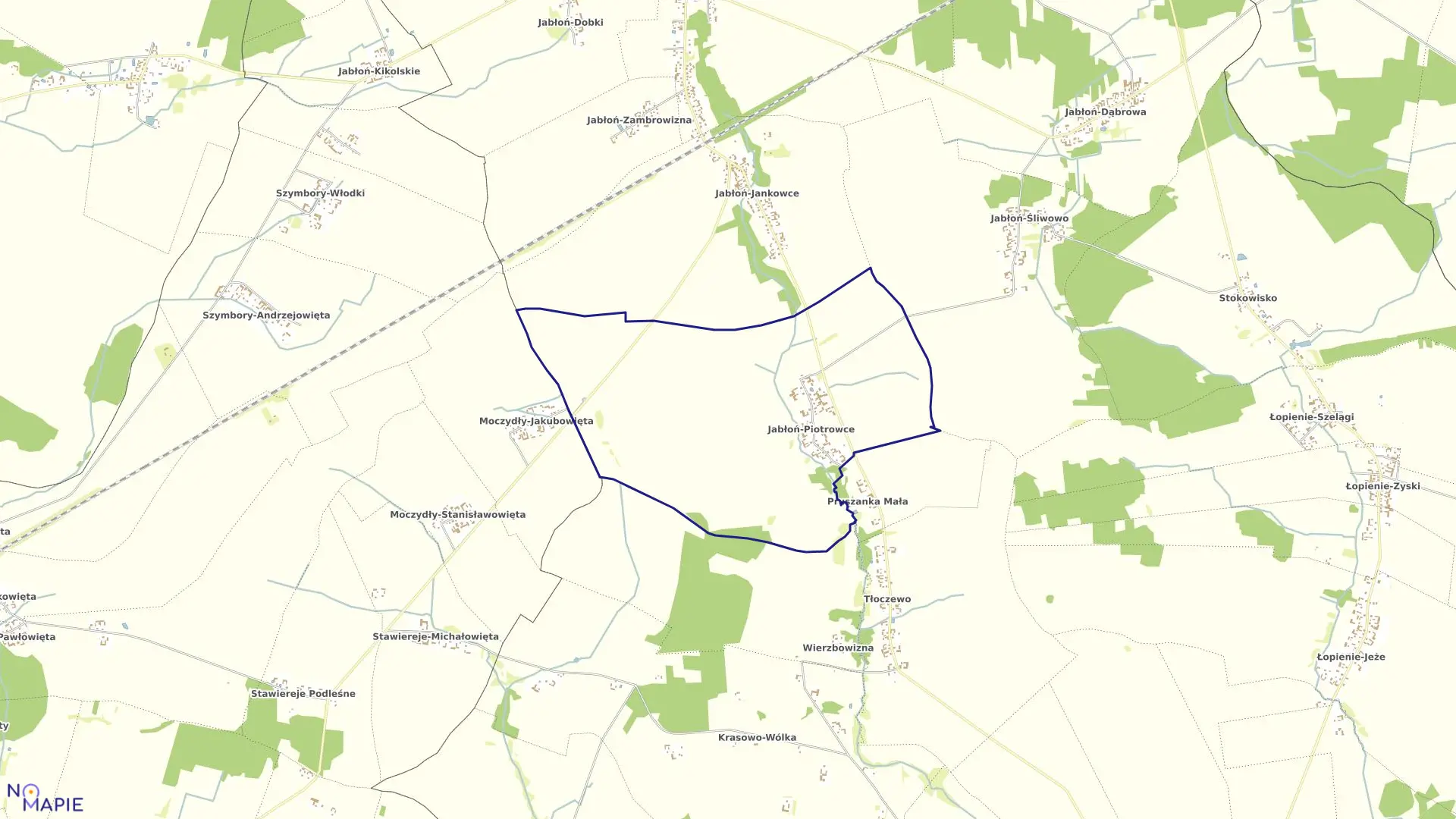 Mapa obrębu JABŁOŃ-PIOTROWCE w gminie Nowe Piekuty