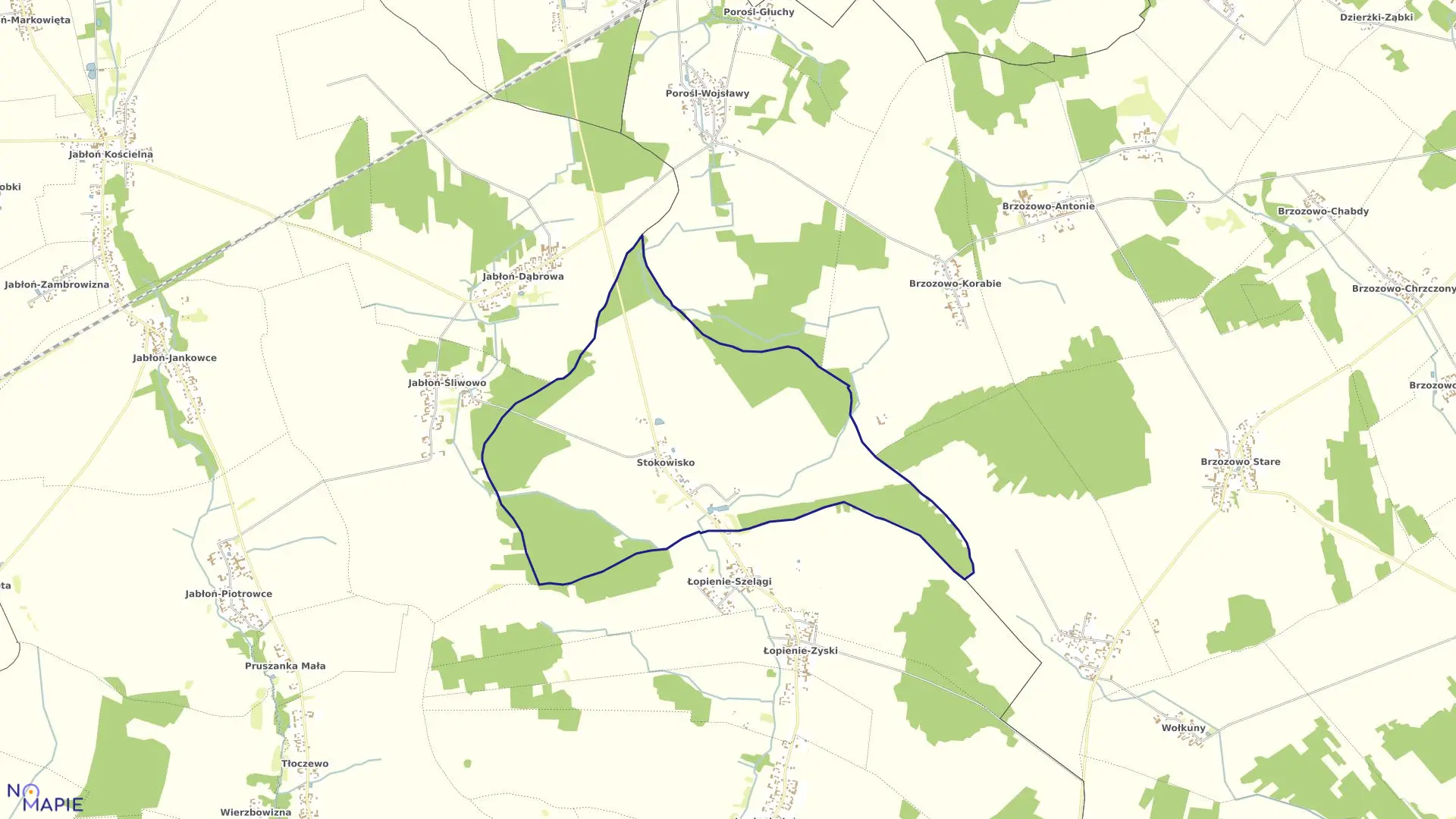 Mapa obrębu STOKOWISKO w gminie Nowe Piekuty